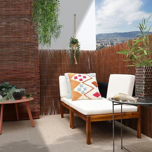 UrFence Balkon Sichtschutz Weide 80x300 cm - Gartenzaun Weidenzaun - Balkonverkleidung Wetterfest - Sichtschutzmatte Holz - Sonnenschutz Sichtschutzzaun Garten Terrasse Weidenmatte Rollzaun Holzzaun