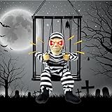 Screaming Animated Halloween Party Decorations, Action-Sensing Halloween Decoration Props, Horror Skull cage Prison Haunted House Decorations, Outdoor Hanging Decorations (Cage Ghost)
