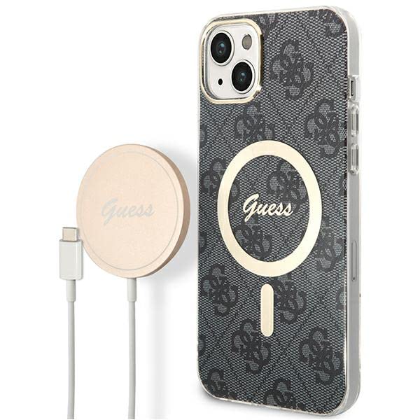 Guess Bunddeln GUBPP14MH4EACSK Coque et Chargeur iPhone 14 Plus 6,7" Noir Coque Rigide Impression 4G