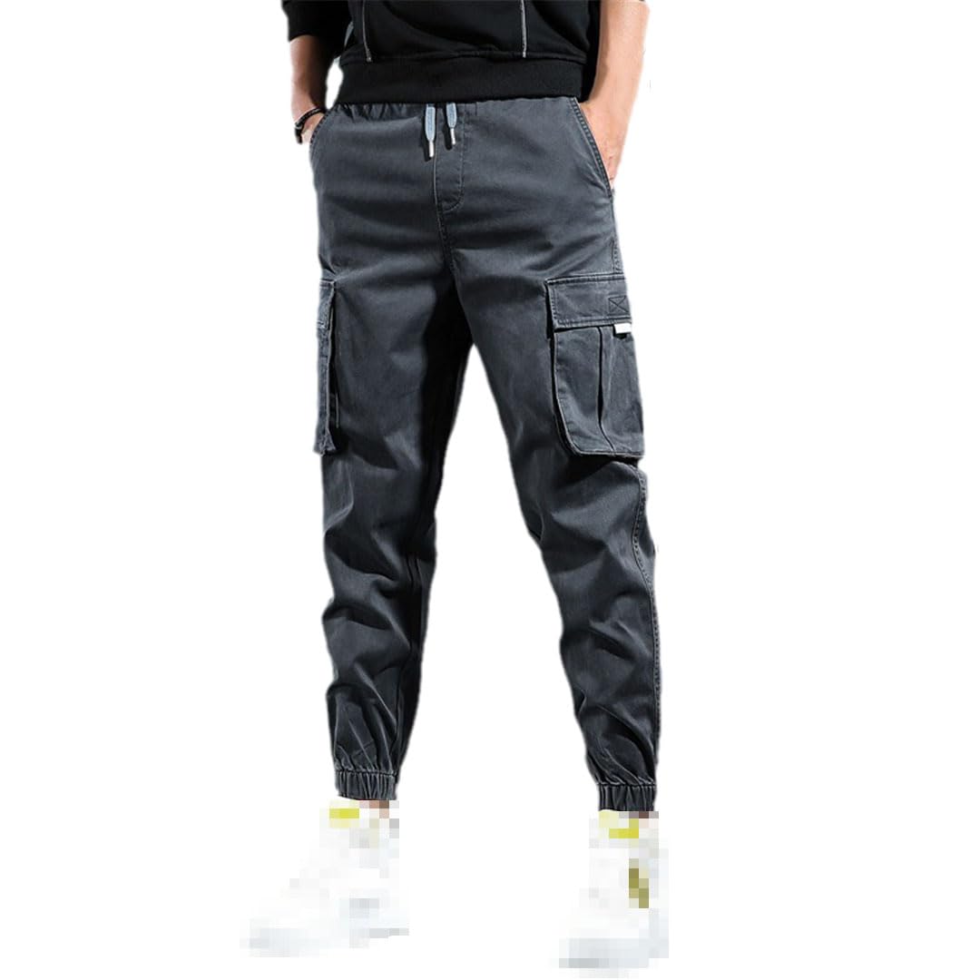Vogrtcc Pantalones Cargo Sueltos Tácticos para Hombre, Pantalones Holgados con Cordón Y Bolsillos Grandes Elásticos De Algodón