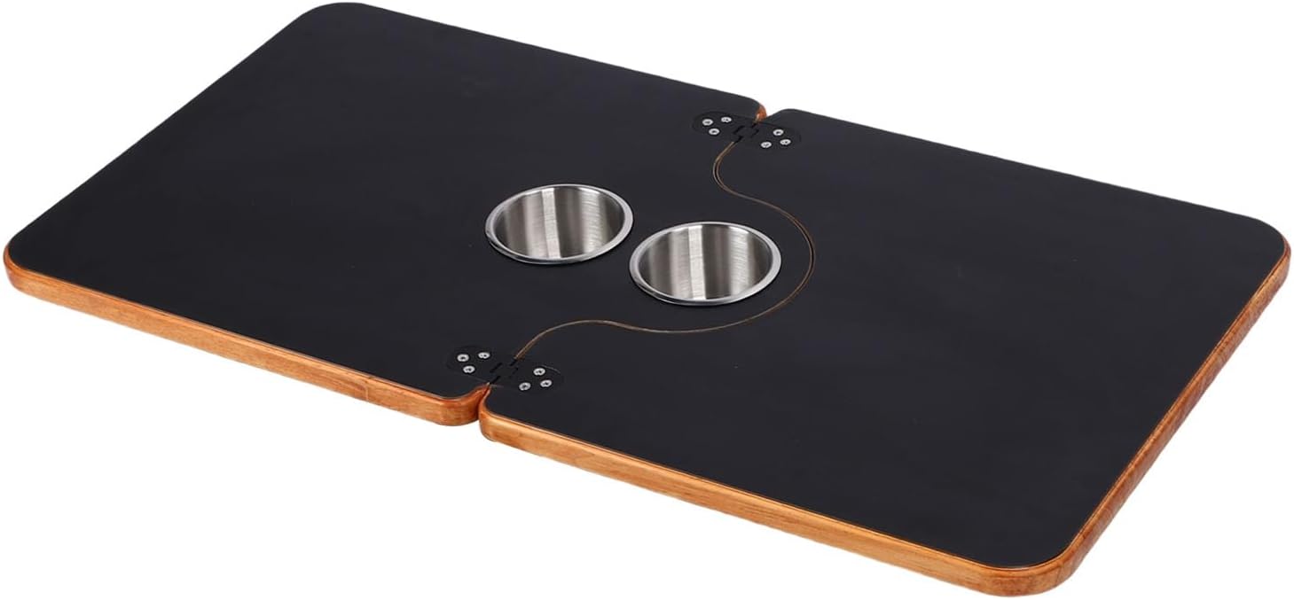 aqxreight RV Wood Table Top, Replacement Folding Table with 2 Cup Holders 29.53x15.55in for Boat Trailer Yacht Deck Dining Work, Wood Panel Coated, Marine RV Camping Office Home Use