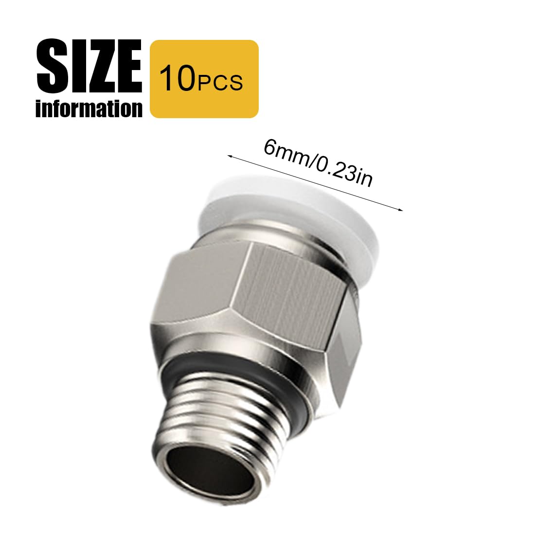 Tenlacum Pneumatische PC4-M6 Verbinder – 10 Stück, 4 Mm Auf M6-Gewinde, Für 3D-Drucker & Mehr