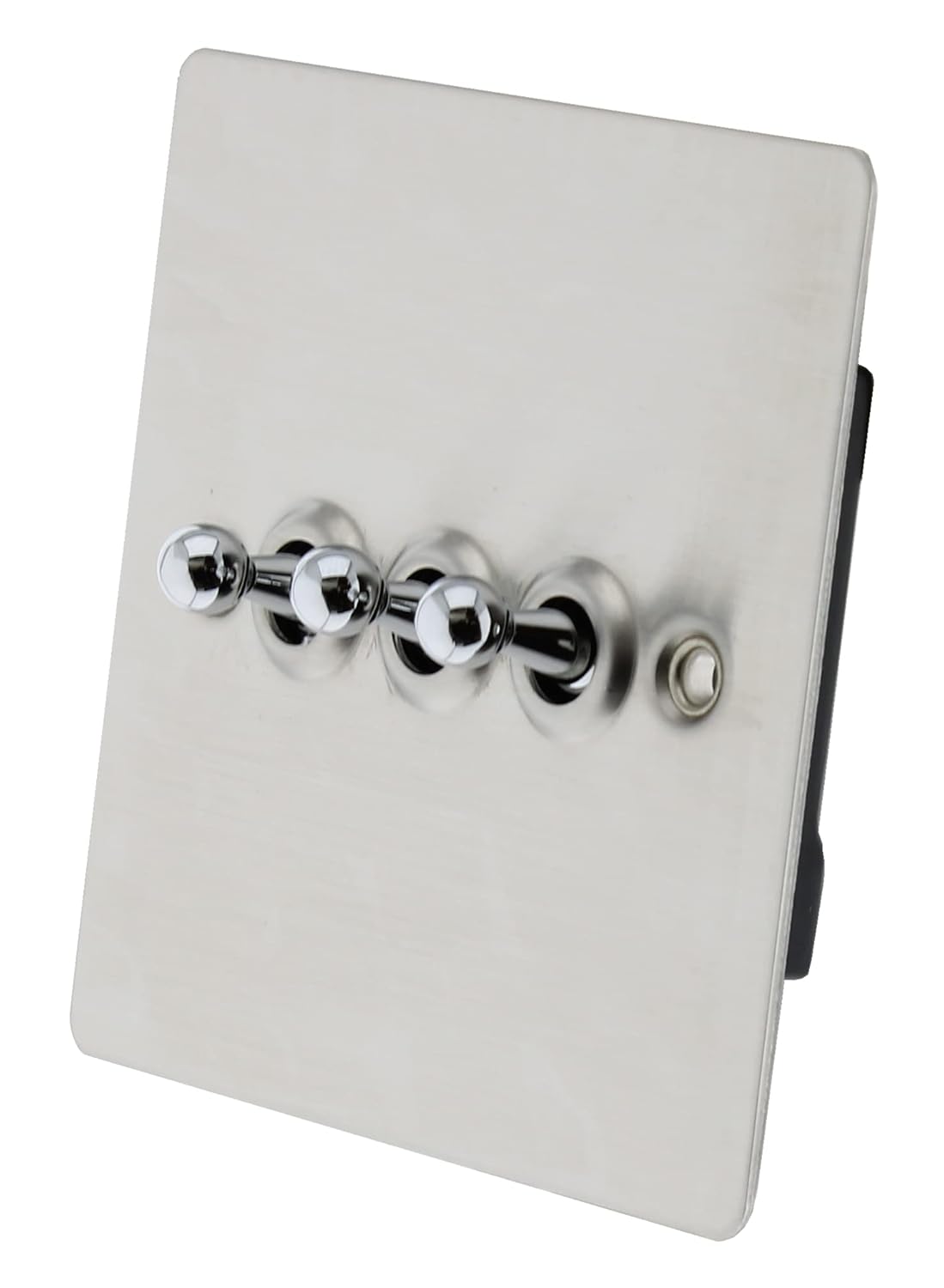 3 Gang 2 Way Toggle Light Switch, 10AX, Stanley Steel, Flat Plate By