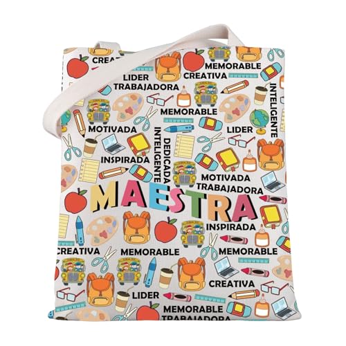 Bolso tote Maestra para profesora de español, regalo para maestras, bolso de hombro bilingüe (Maestra TB) miniatura 1