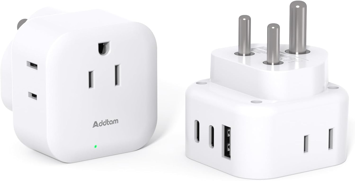 2 Pack US to Japan Plug Adapter, Japan Power Travel Adpter with 3 Outlets 3 USB Ports(2 USB C), Type A Travel Power Converter Plug Adaptor for USA to Japanese China Canada Mexico Philippines Peru