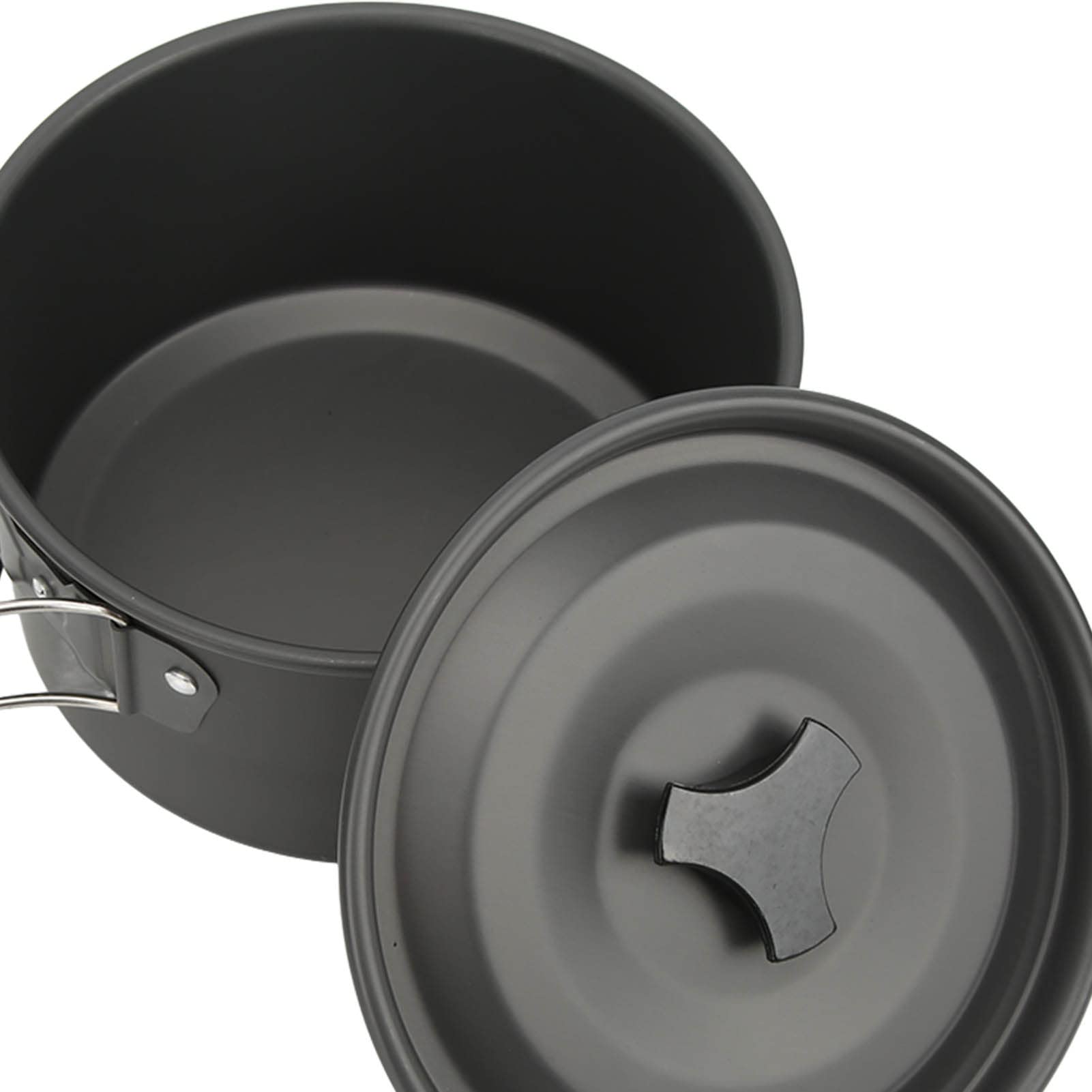 Camping-Kochgeschirr-Set, großes Familien-Outdoor-Kochset, tragbare Töpfe, Pfannen, ungiftige Aluminiumlegierung mit Klappgriff für 4–5 Personen