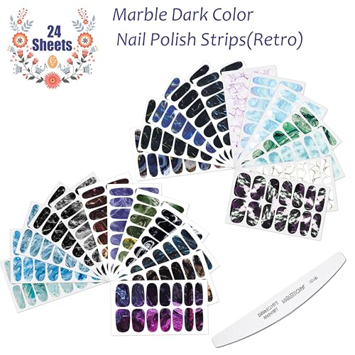 image for JERCLITY 336 Pieces 24 Sheets Women's Full Wrap Marble Nail Polish Str