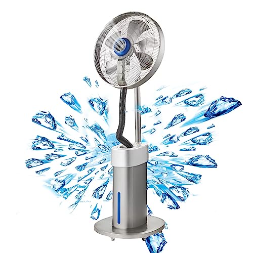 Ventilador Nebulizador Exterior, Oscilante De Alta Velocidad Con Pedestal, Ventiladores De Patio Para Exteriores, Oscilación De 120°, Impermeable, Ventilador Industrial Para Exteriores, 20 Pulgadas