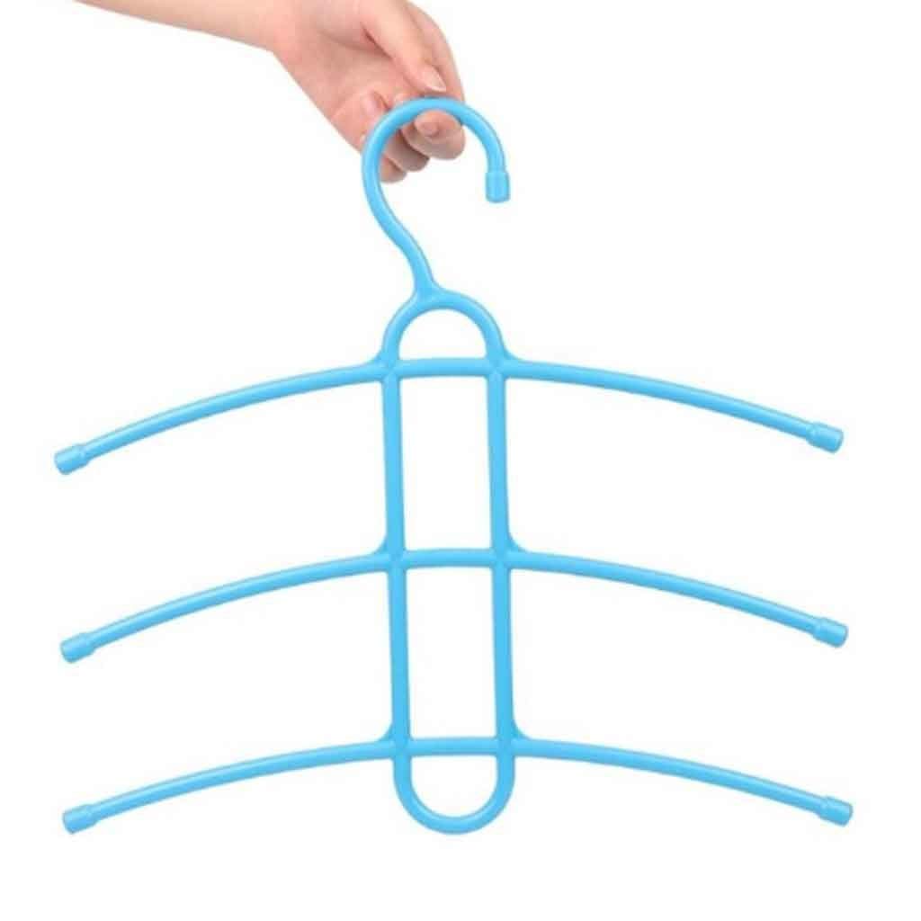 MOBYGKFY Plastic Fishbone 3 Layer Multifunctional Clothes Hanger Wardrobe Clothes Hanger Anti-skid Plastic Clothes Rack(Rosso)