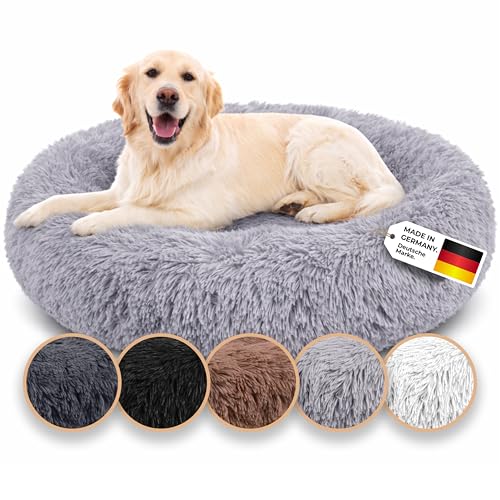 Belune® Hundebett [mit waschbarem Bezug] - Das Original - [S, 70cm, Hellgrau] Hundekorb, Katzenbett, Hundekörbchen, Dog Bed, Flauschiges Hundebett für große, mittelgroße & kleine Hunde