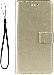 Capa para ASUS Asus Zenfone 6 ZS630KL,Caso de telefone Flip magnético,Design de carteira de couro PU com slots de cartão -Gold