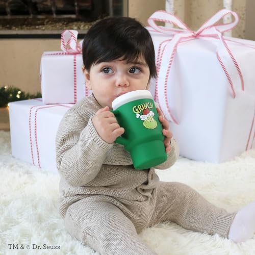 Image of Infantino My 1st Silicone Tumbler with Straw and Handle, Spill Resistant for On the Go, BPA-Free Transition Bottle, Grinch Green