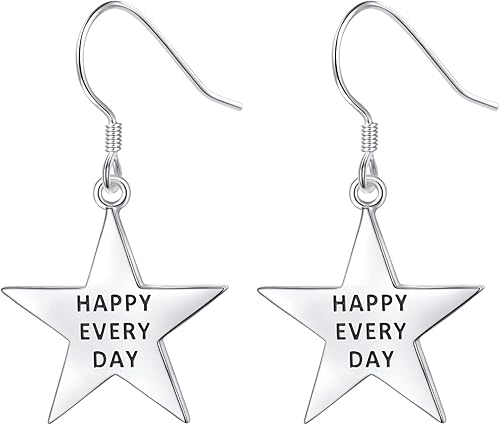 925 Sterling Silver Dangle Drop Earrings Star Heart Earrings Gifts for Women