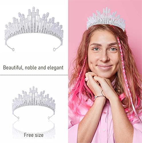 Image of SYGA Crown Queen Rose Flower Tiaras Princess Hair Jewelry Headbands for Party Engagement Wedding (Crown-Pearl-Silver)
