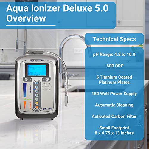 Aqua Ionizer Deluxe 5.0 | Water Ionizer | 7 Water Settings | Home Alkaline Water Filtration System | Produces pH 4.5-10.5 Alkaline Water | Up to -600mV ORP | 4000 Liters Per Filter thumbnail 8