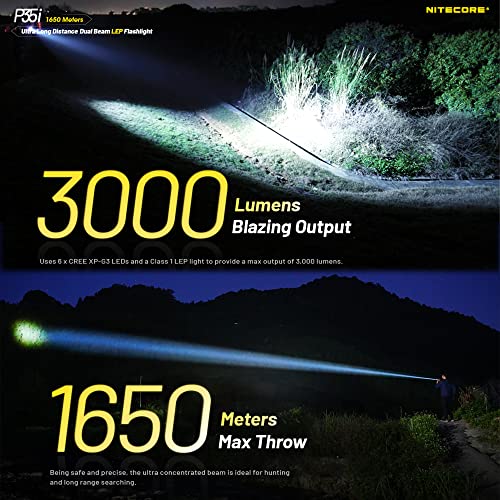 Image of Nitecore P35i LEP Flashlight, 3000 Lumen 1804 Yards Long Throw USB Rechargeable with LumenTac Organizer, for Hunting Search and Rescue