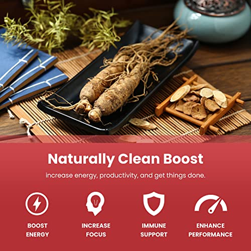 Nutrachamps 999541 Korean Red Panax Ginseng Capsules | Extra Strength Ginsenosides For Energy, Focus, Performance, Vitality & Immune Support | Korean Red Ginseng Root Extract Powder Supplement thumb #1
