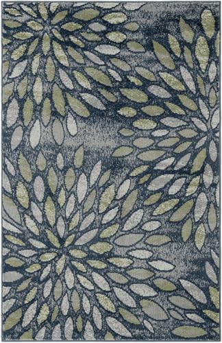 Tapete Moderna Floral 185x124 cm Azul miniatura 3