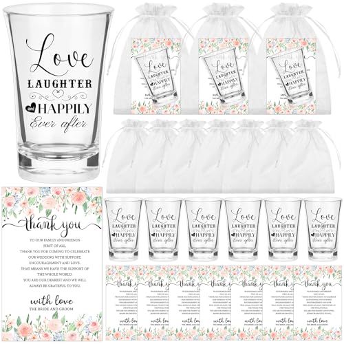 Haiabei 36 Set Wedding Shot Glass With Acrylic Clear Wine Cup Thank You Cards Organza Bag for Bridal Shower Newlyweds Anniversary Hen Party Favors