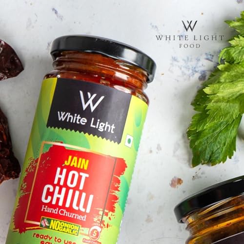 Image of White Light Food Jain Hot Chilli Sauce l Vegan and Natural Ingredients l Ready to Eat Healthy Food (250g) (Pack of 1)
