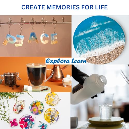 Image of Exploralearn Ultimate Resin Art Kit- DIY Alphabet And Coaster Kit With 200 Gm Epoxy Resin And Silicone Moulds- Comprehensive Resin Art Materials- Mica,Glitters And Flakes|Resin Art Kit| Multicolor
