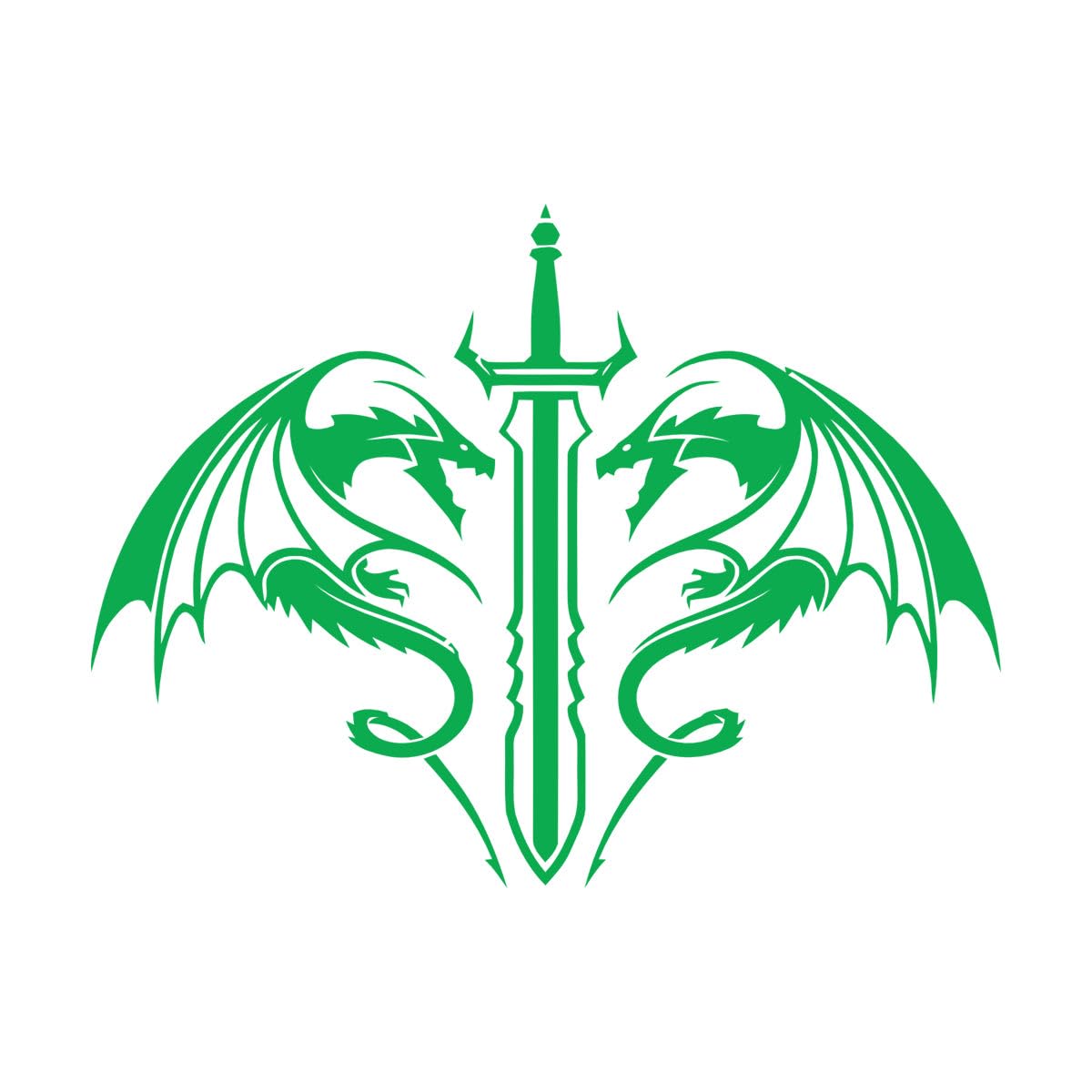 Swords Dragons Fantasy Kids Man Cave Wall Decals PVC 81x108.3cm Art Mural Painting Extra Large Green