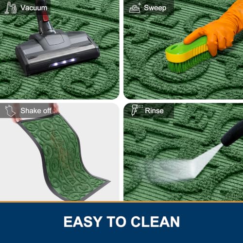 Image of Smiry Front Door Mat Outside Entrance, Low Profile Rubber Doormat, 47x32