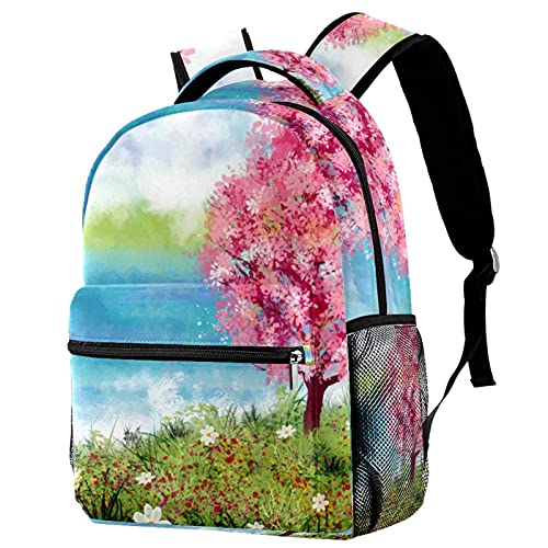Sac à dos de voyage avec porte-bouteille imprimé peinture à l'huile pour filles et garçons