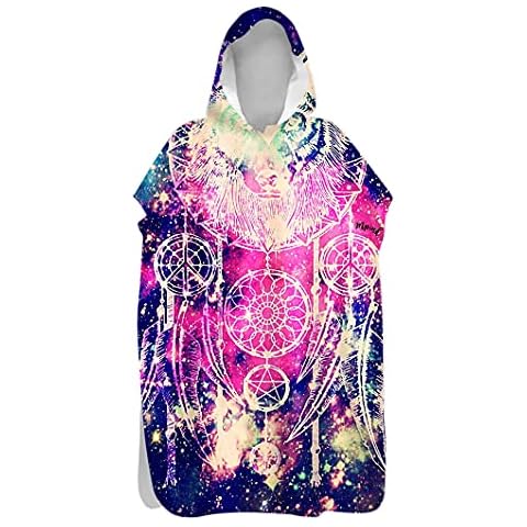 Hearda 3D Impreso Poncho con Capucha y Toalla de Microfibra Nylon Cover