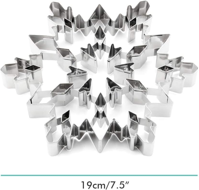 Snowflake Cookie Cutter, Stainless Steel Christmas Cookie Mold for Baking, Fondant, Chocolate, Candy, Cake Decorating, Silver Snowflake Shape