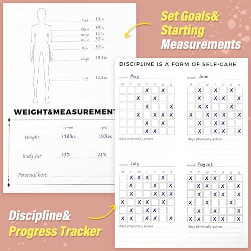 Wisefine AC69108001-PINK Fitness Journal For Women And Men, 8.8 Inch X 6.6", Workout Log Sprial Book Planner thumb #2