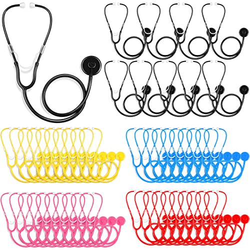 Leitee 50 Pcs Kids Stethoscope Real Working Stethoscope for School Role Play Doctor Nurse Cosplay Accessory(Multi Color)