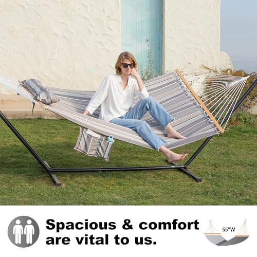 Image of GAFETE 2 Person Hammock with Stand for Outside, Heavy Duty Steel Stand