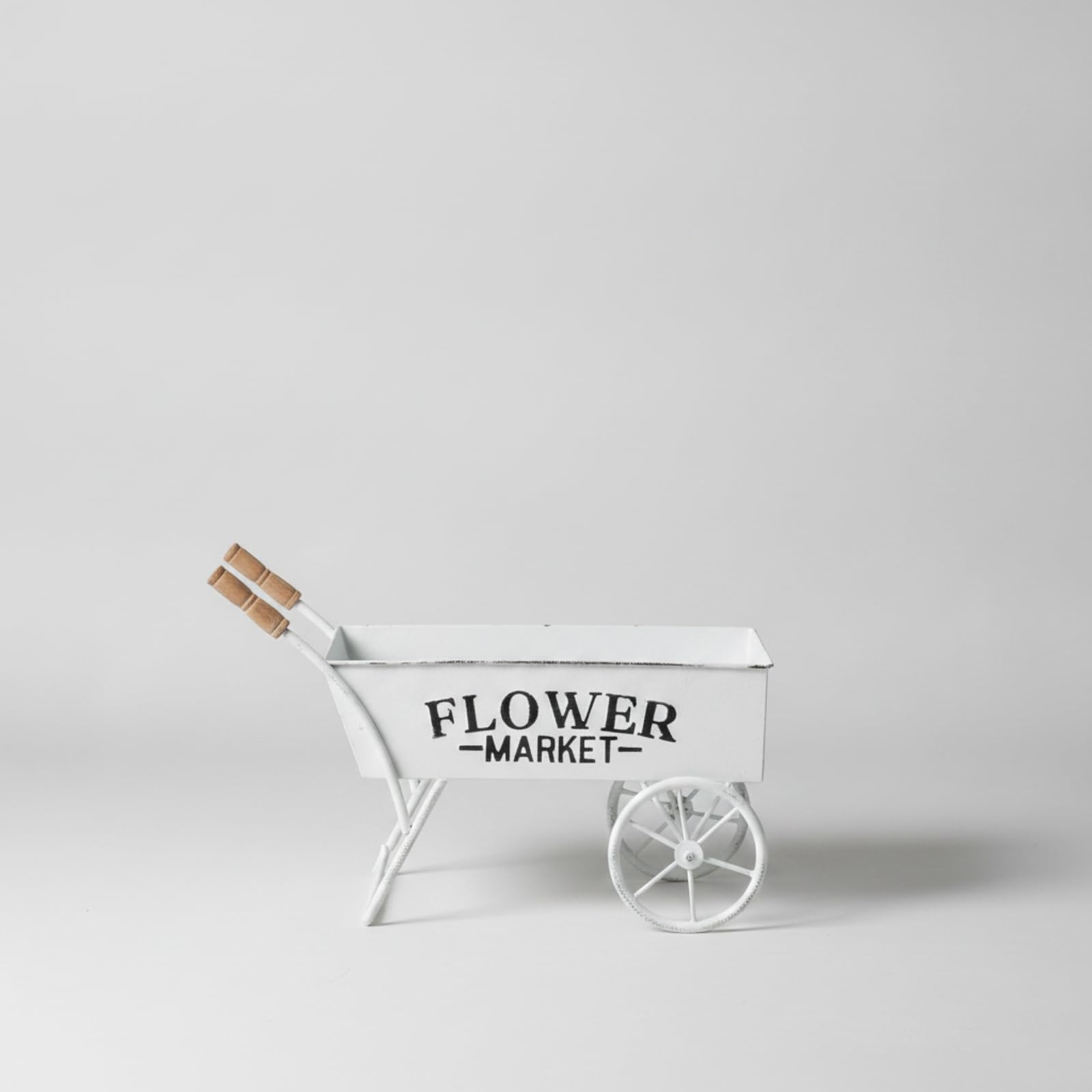 Brouette Porte-Plante en Métal Vintage Jardinière en Forme Brouette Extérieur Chariot à Fleurs pour Jardiniers, Blanc