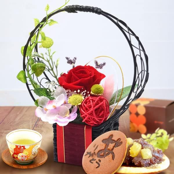 Amazon おいもや 花 バラ 赤 花籠 和風 どら焼き 花とスイーツ プリザーブドフラワー フラワーギフト どら焼き付 あか おいもや 和菓子ギフト 通販 Amazon おいもや 花 バラ 赤 花籠 和風 どら焼き 花とスイーツ プリザーブドフラワー フラワーギフト どら焼き付 あか おいもや 和菓子ギフト 通販