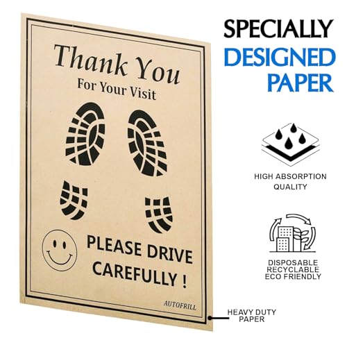 Image of AUTOFRILL 300 Pcs Disposable Paper Car Floor Mats - Biodegradable Foot Mats for Car Interior - Universal Fit for All Cars, SUVs & Trucks (Size 49 * 38 CM)