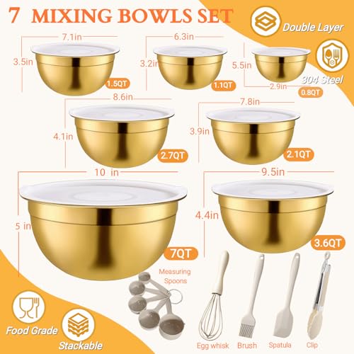 Set de 7 tazones dorados para mezclar con accesorios de cocina miniatura 5