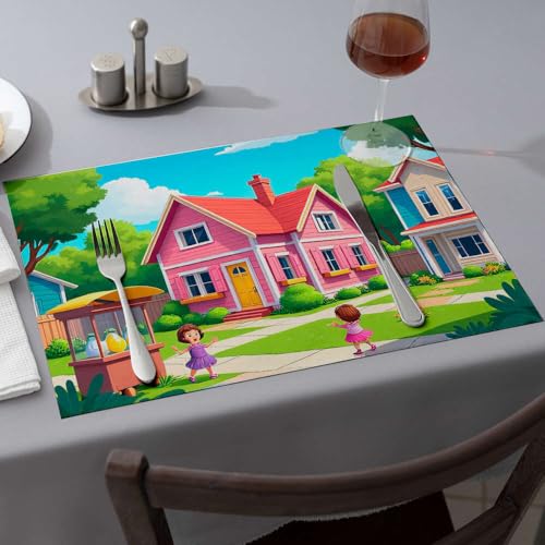 Sets de table fraise lot de 6 pour proteger la table avec une decoration rose