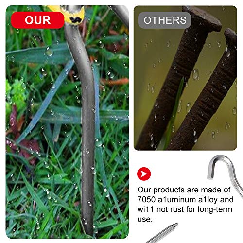 Zeltheringe 14 Stück, 18cm Metall Zelthaken Stahl Heringe Erdnägel für Zelt, Aluminium Zeltheringe für Harte Böden… – Bild 6