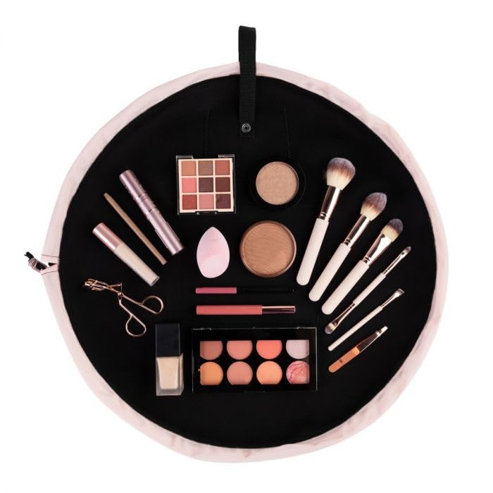 MinkyScrunchie Beauty Bag, Drawstring Makeup Bag, Makeup Organiser, Holiday Essentials for Women, Travel Essentials Women, Heat Resistant, Travel Toiletries