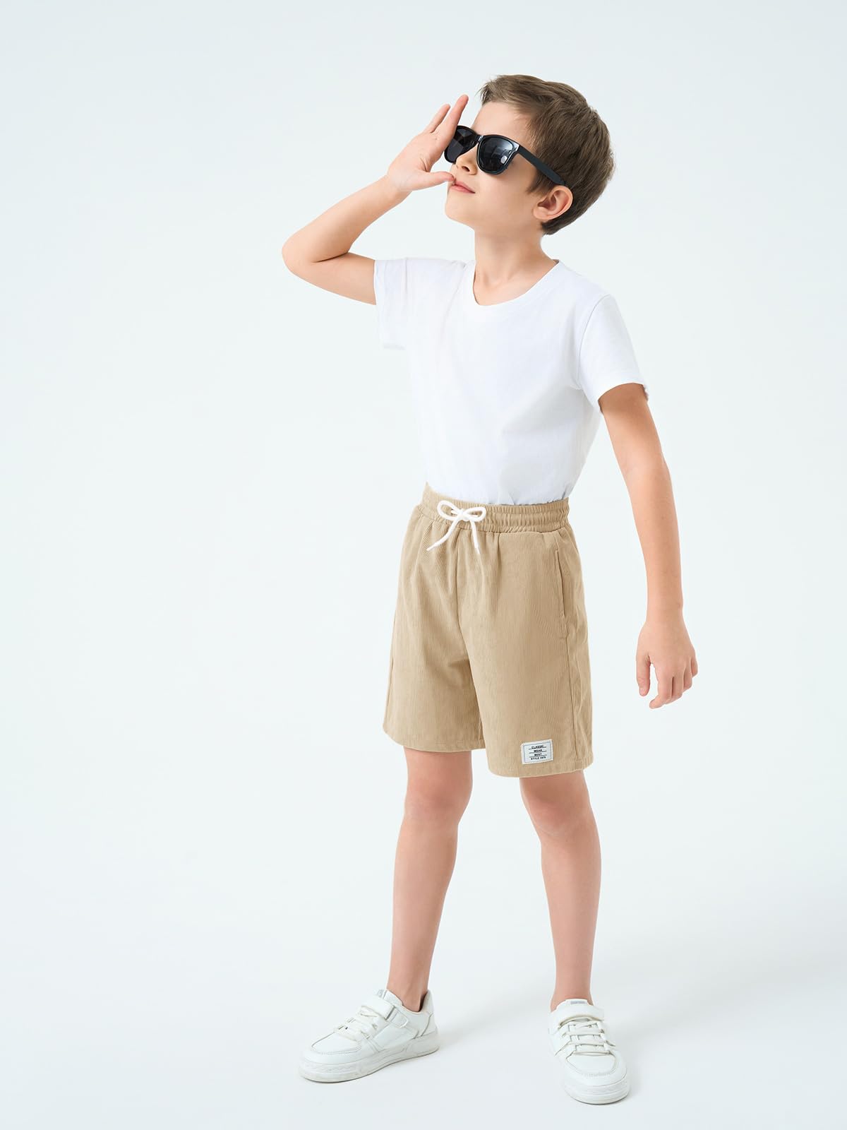Haloumoning Pantalones cortos de verano para niño, elásticos, bermudas, elásticos, con cordón y bolsillos — view 4