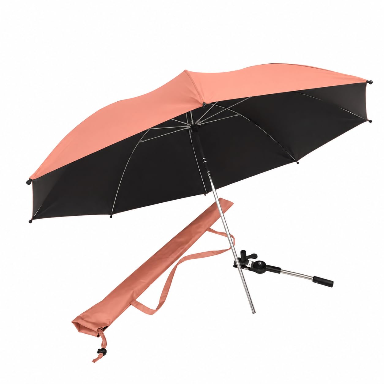 predolo Beach Umbrella with Clamp, 46 inch Sun Protection with UPF 50+ UV Protection, Adjustable Clip On Parasol for Beach Chairs, Strollers, Wheelchairs, Golf CartsPortable umbrella, blossom
