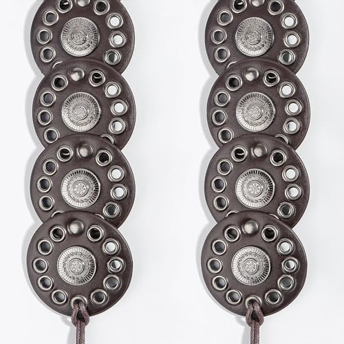 Wide PU Leather Disk Waist Belt For Women Adjustable Western Waistband With Large Eyelets For Evening Party 5