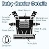 Baby Carrier, Lumbar Support Infant Carrier (0-36M, 8-33 lbs) with Foldable Headrest Carabiners for Big and Tall Parents, Men, Women (Black) #2