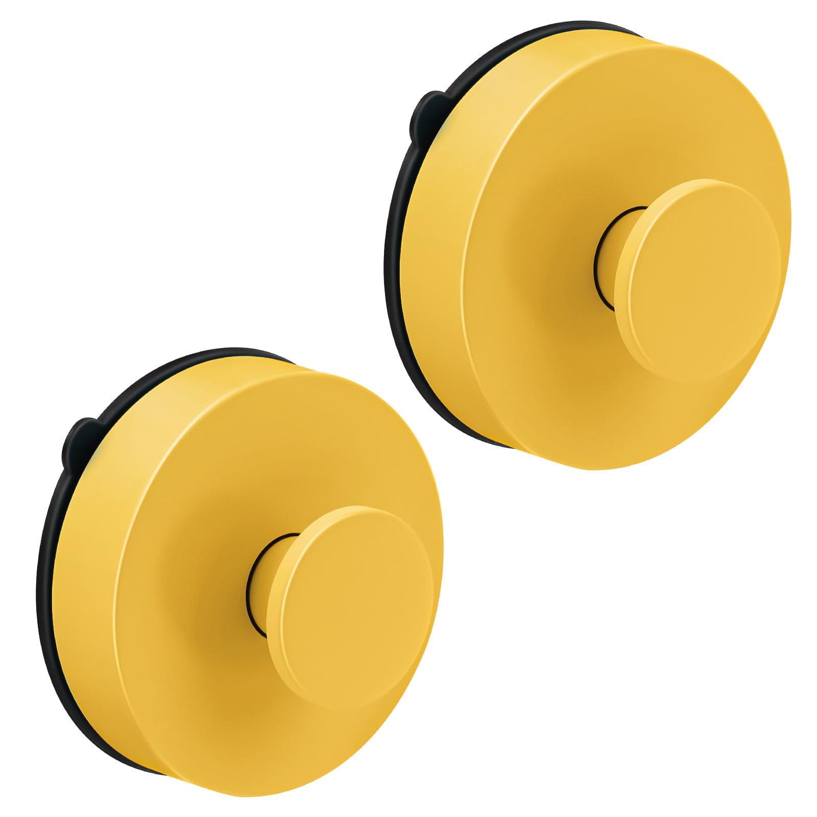 flintronic 2 Stück Gelb Wandhaken, Saugnapf Haken, Saugknöpfe Saugnäpfe, Handtuchhaken Bademantelhaken Ohne Bohren, Extra Stark Badezimmer Haken, ABS Wasserdicht Saughalter, Handtuchhaken