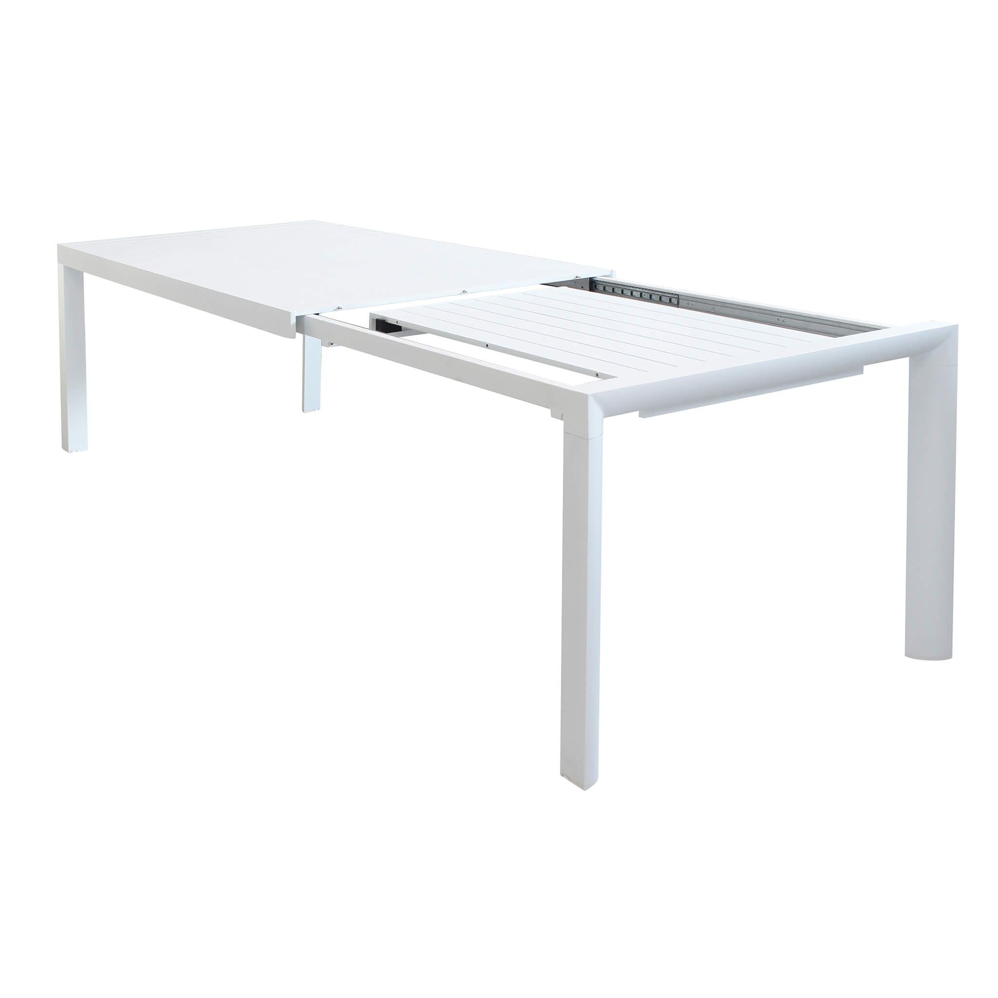 milani home - tavolo da giardino allungabile, alluminio, 10 posti, bianco, piano 160/240 x 70 cm