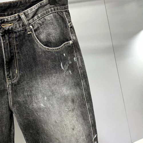 Men Retro Ink-Wash Wide-Leg Streetwear Loose Straight Jeans2