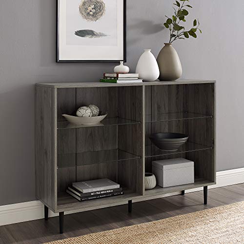 Walker Edison Furniture Company Mid Century Modern Open Shelf Buffet Sideboard Kitchen Dining