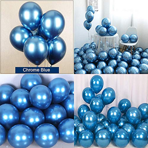 Image of Wanna Party Blue HD Chrome Balloons Pack Theme Kids Birthday Decoration /Anniversary Balloon for Parties (Made in India, 9 inch, Blue, (Pack of 50)