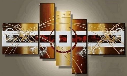 5 Pics Abstract Lines Modern Art 100% Hand Painted Oil Painting on Canvas Wall Art Deco Home Decoration (Unstretch No Frame) G03